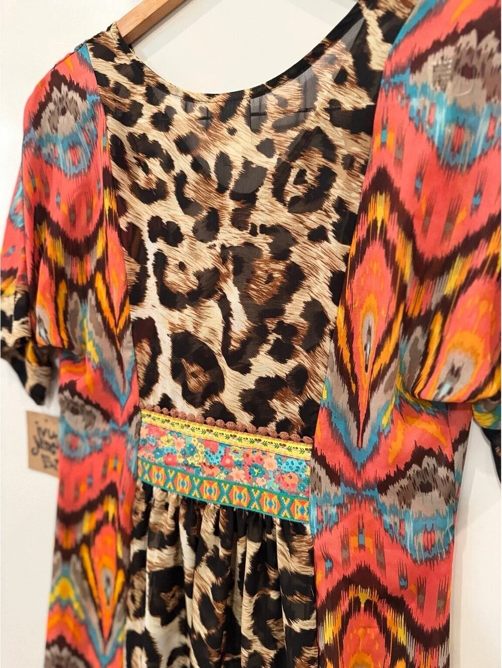 NWT Ivy Jane Leopard Combo High-Low Swim Cover Up Women’s XS